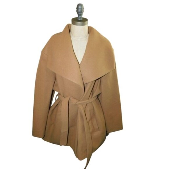 TAhari Size 2X Plus Size Camel Tie Belted Jacket Coat NWT - Picture 1 of 3